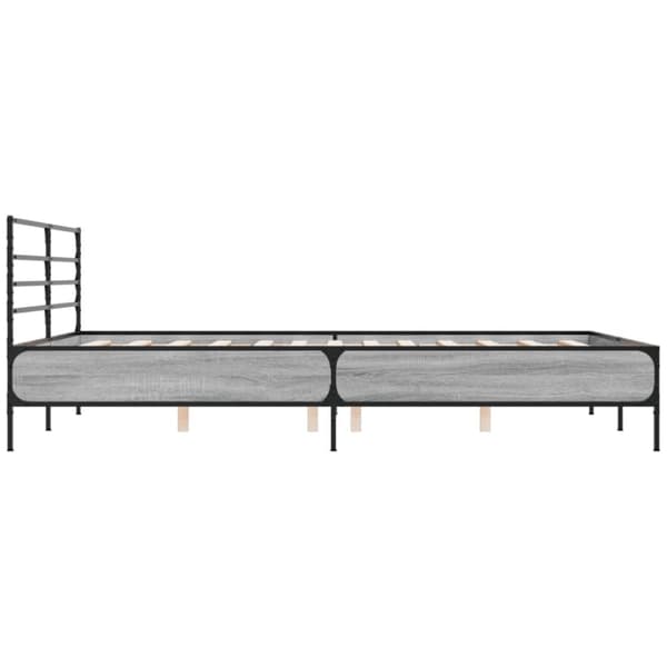 vidaXL sengestel 160x200 cm konstrueret træ og metal grå sonoma-eg