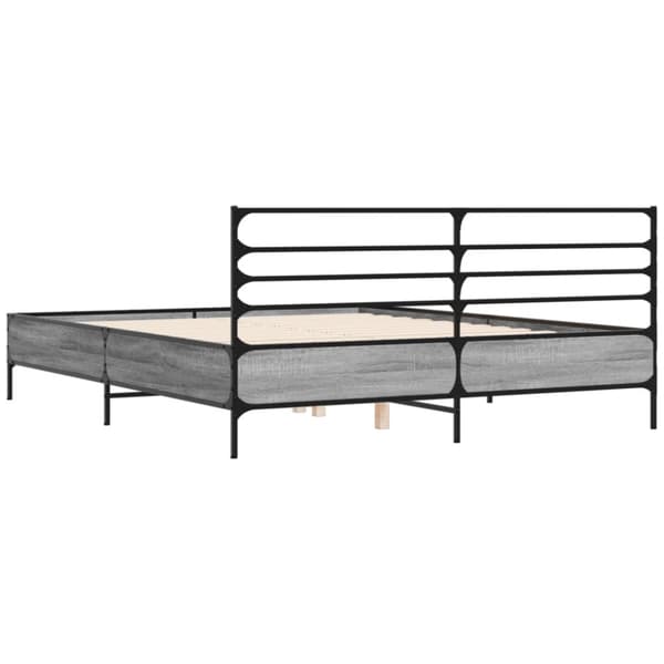 vidaXL sengestel 160x200 cm konstrueret træ og metal grå sonoma-eg