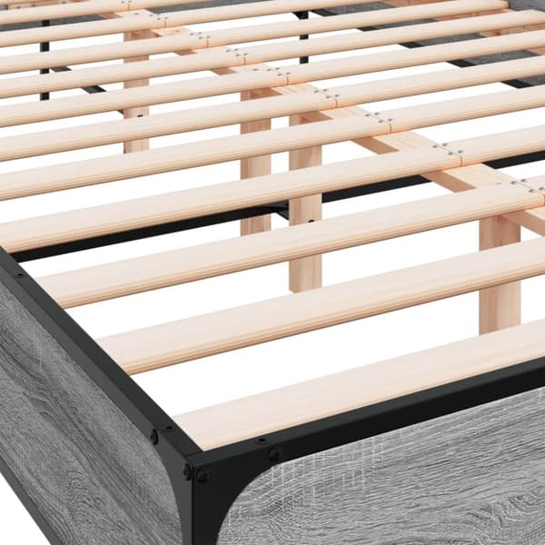 vidaXL sengestel 160x200 cm konstrueret træ og metal grå sonoma-eg