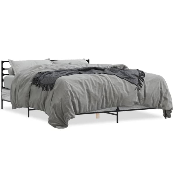 vidaXL sengestel 160x200 cm konstrueret træ og metal grå sonoma-eg