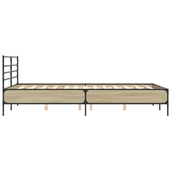 vidaXL sengestel 140x200 cm konstrueret træ og metal sonoma-eg
