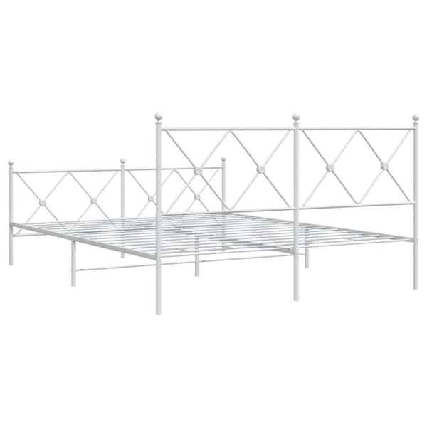vidaXL Sengeramme i metall med hode- og fotgavl hvit 160x200 cm