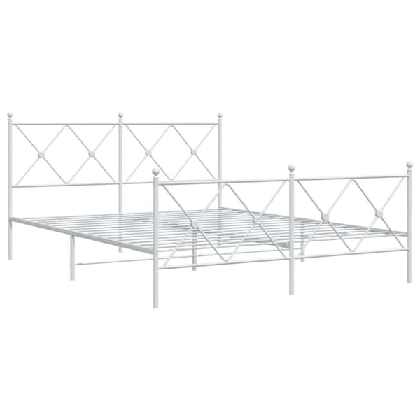 vidaXL Sengeramme i metall med hode- og fotgavl hvit 160x200 cm