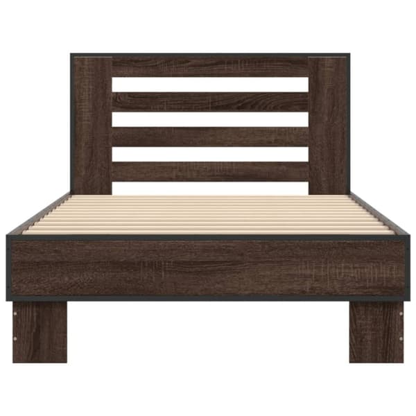 vidaXL Sängynrunko ruskea tammi 100x200 cm tekninen puu ja metalli