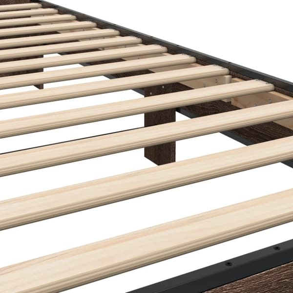 vidaXL Sängynrunko ruskea tammi 100x200 cm tekninen puu ja metalli