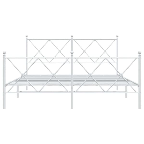 vidaXL Metallinen sängynrunko päädyillä valkoinen 160x200 cm
