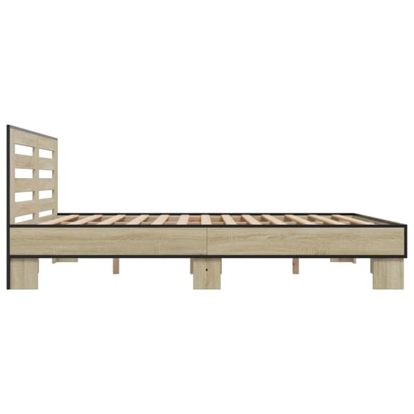 vidaXL Sängynrunko Sonoma tammi 180x200 cm tekninen puu ja metalli