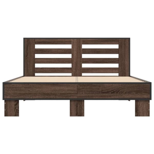 vidaXL Sengeramme brun eik 140x200 cm konstruert tre og metall