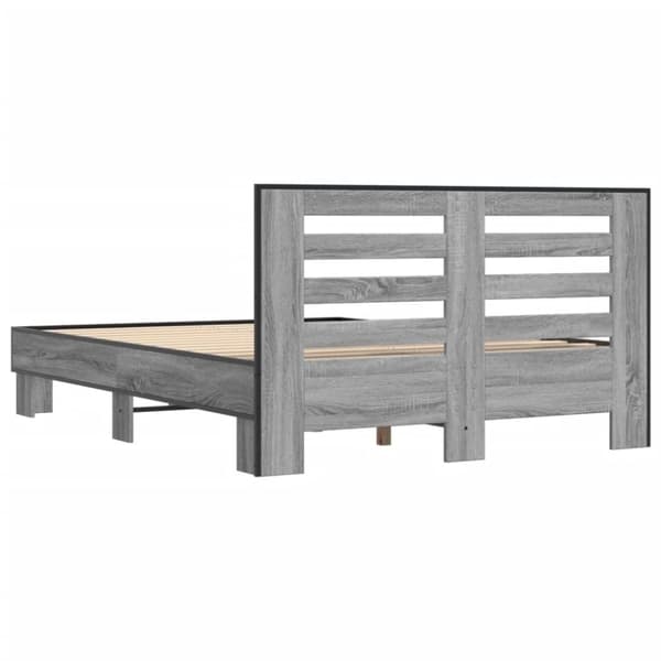 vidaXL Sengeramme grå sonoma 135x190 cm konstruert tre og metall