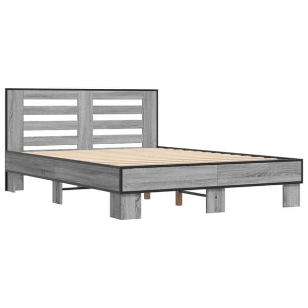 vidaXL Sengeramme grå sonoma 135x190 cm konstruert tre og metall
