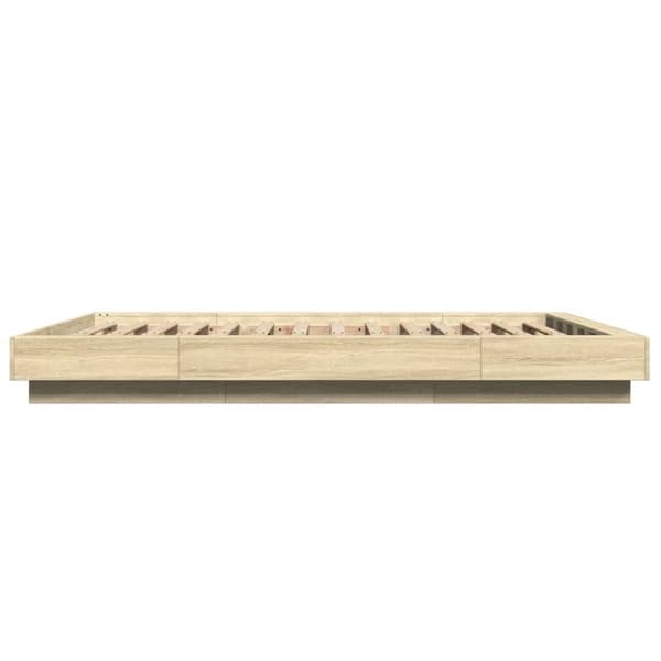 vidaXL sengeramme med LED-lys 140x200 cm konstrueret træ sonoma-eg