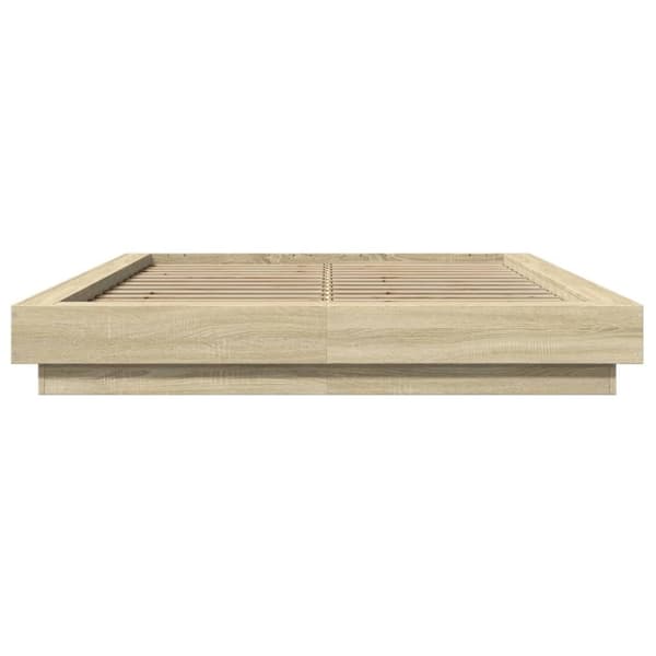 vidaXL Sengeramme med LED-lys sonoma eik 140x200 cm konstruert tre