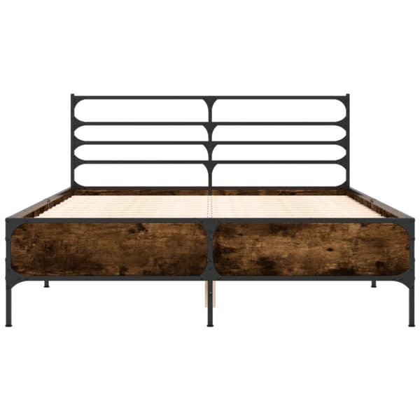 vidaXL sengestel 120x190cm konstrueret træ og metal røget egetræsfarve