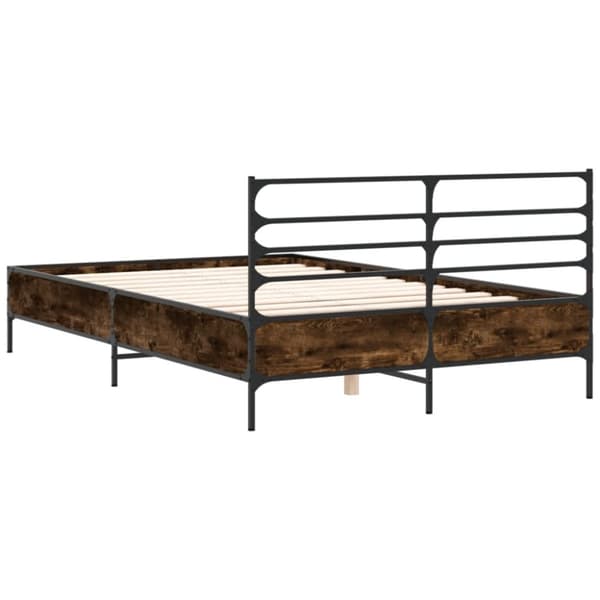 vidaXL sengestel 120x190cm konstrueret træ og metal røget egetræsfarve