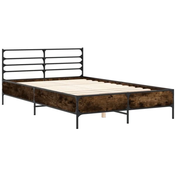 vidaXL sengestel 120x190cm konstrueret træ og metal røget egetræsfarve
