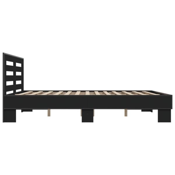 vidaXL Sängynrunko musta 150x200 cm tekninen puu ja metalli
