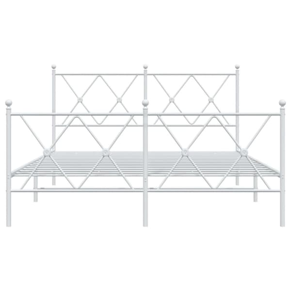 vidaXL Metallinen sängynrunko päädyillä valkoinen 140x200 cm
