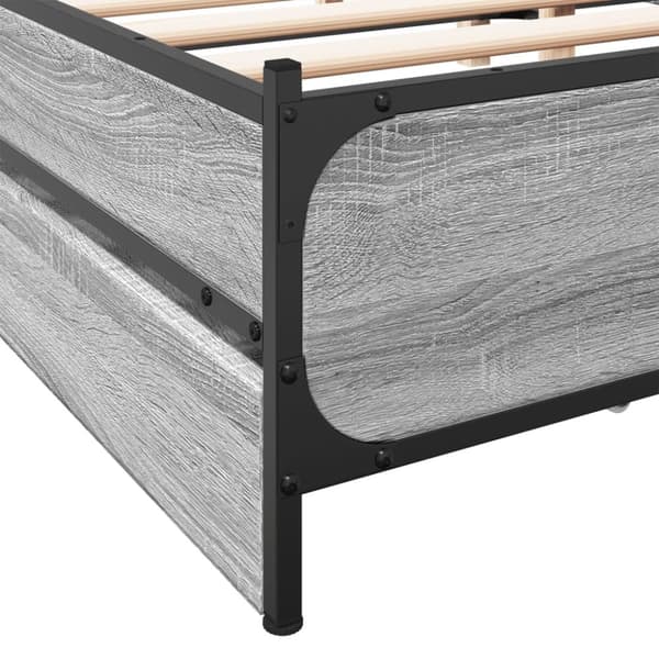 vidaXL Sengeramme med skuffer grå sonoma 200x200 cm konstruert tre