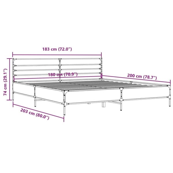 vidaXL Sängynrunko musta 180x200 cm tekninen puu ja metalli