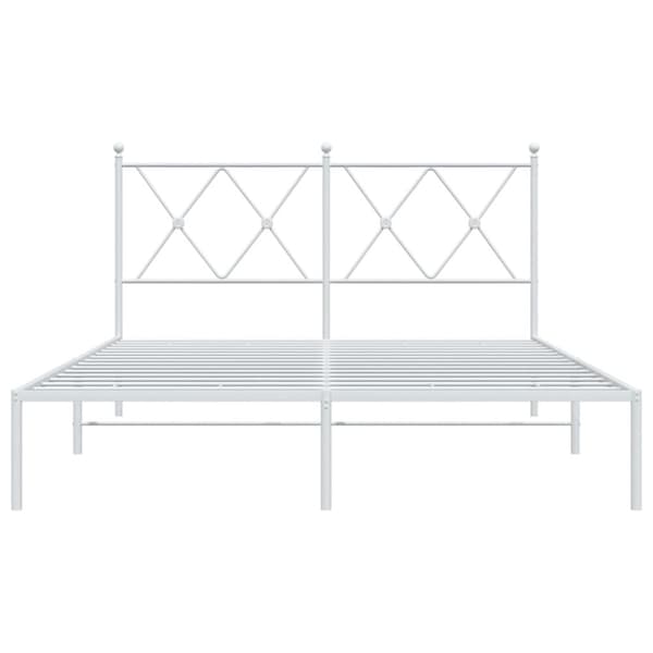 vidaXL sengeramme med sengegavl 140x190 cm metal hvid