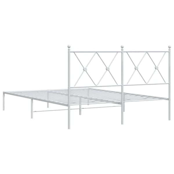 vidaXL sengeramme med sengegavl 140x190 cm metal hvid