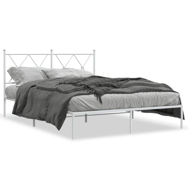 vidaXL sengeramme med sengegavl 140x190 cm metal hvid