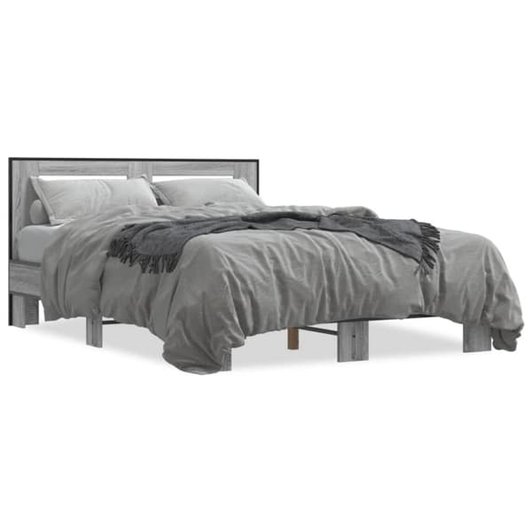 vidaXL Sengeramme grå sonoma 120x200 cm konstruert tre og metall
