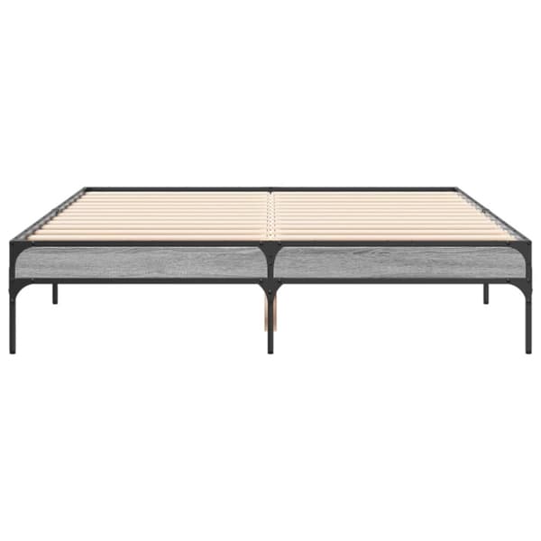 vidaXL Sängynrunko harmaa Sonoma 135x190 cm tekninen puu ja metalli