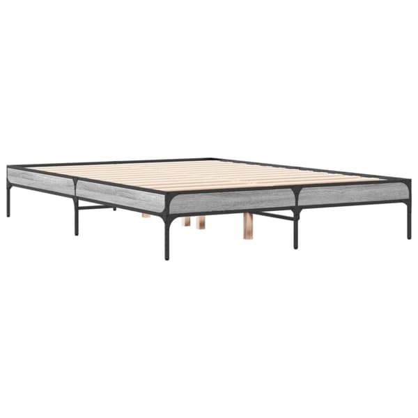vidaXL Sängynrunko harmaa Sonoma 135x190 cm tekninen puu ja metalli