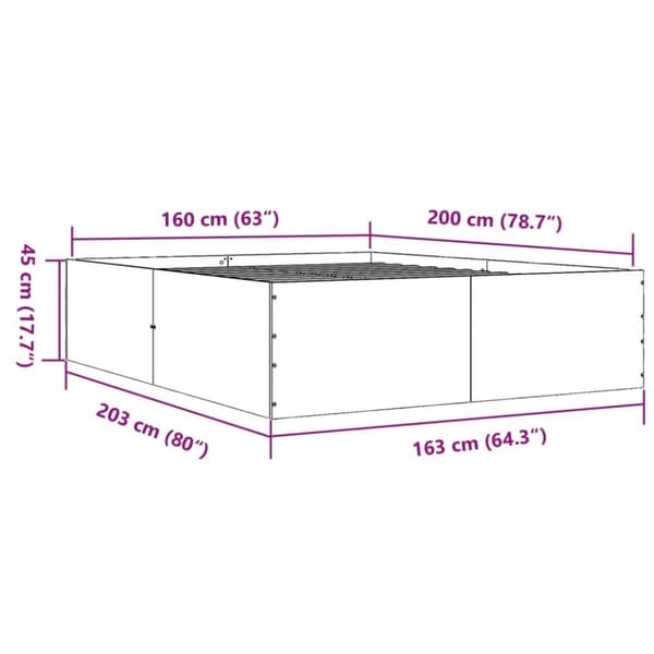 vidaXL Sengeramme grå sonoma 160x200 cm konstruert tre
