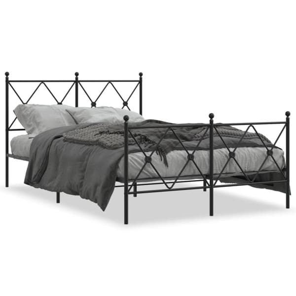 vidaXL sengeramme med sengegavl og fodgærde 120x190 cm metal sort
