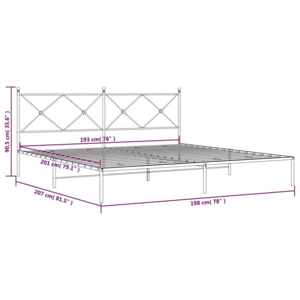 vidaXL sengeramme med sengegavl 193x203 cm metal sort