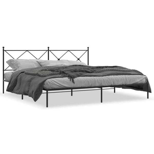 vidaXL sengeramme med sengegavl 193x203 cm metal sort