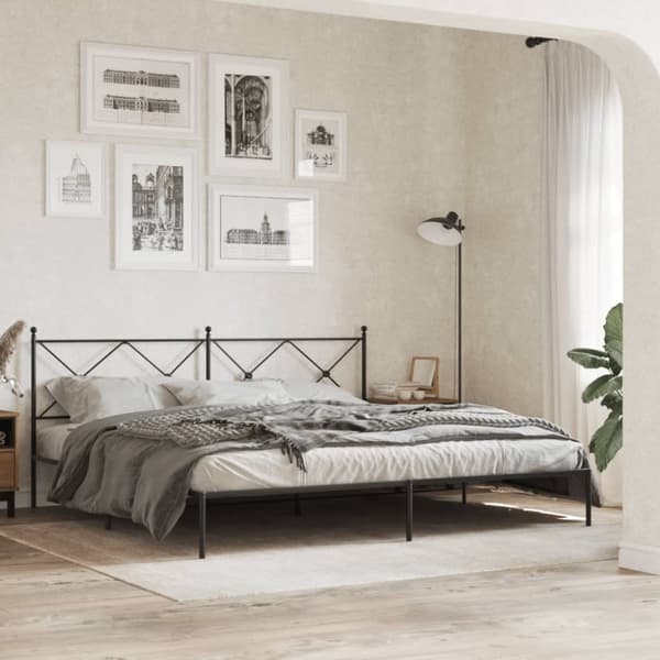 vidaXL sengeramme med sengegavl 193x203 cm metal sort