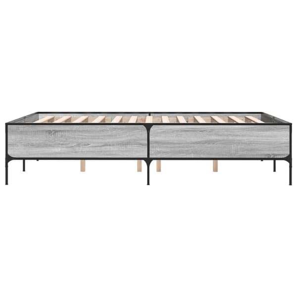 vidaXL Sengeramme grå sonoma 140x200 cm konstruert tre og metall