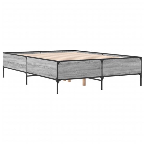 vidaXL Sengeramme grå sonoma 140x200 cm konstruert tre og metall