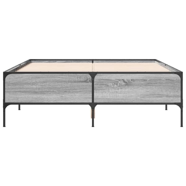 vidaXL sengestel 140x200 cm konstrueret træ og metal grå sonoma-eg