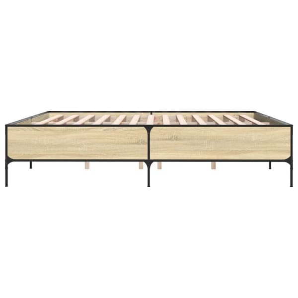 vidaXL Sängynrunko Sonoma-tammi 200x200 cm tekninen puu ja metalli