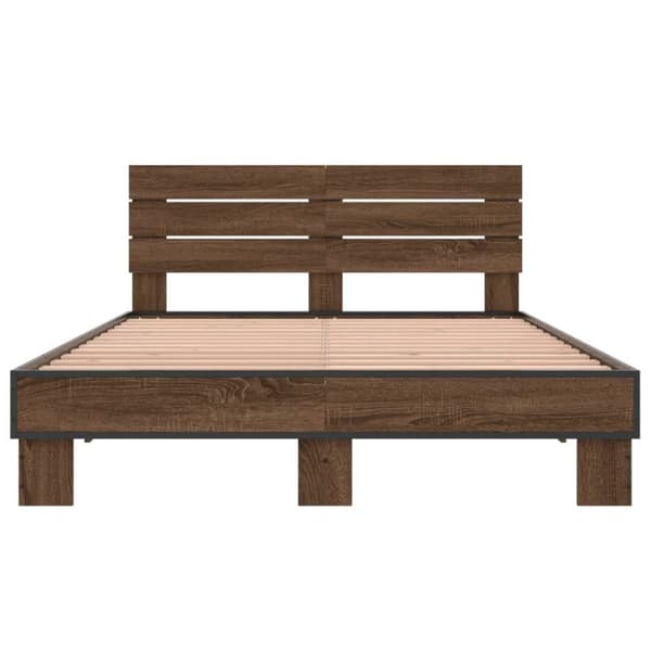 vidaXL Sängynrunko ruskea tammi 120x200 cm tekninen puu ja metalli