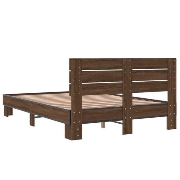 vidaXL Sängynrunko ruskea tammi 120x200 cm tekninen puu ja metalli