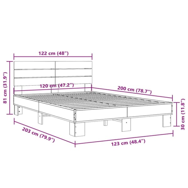 vidaXL sengestel 120x200cm konstrueret træ og metal røget egetræsfarve