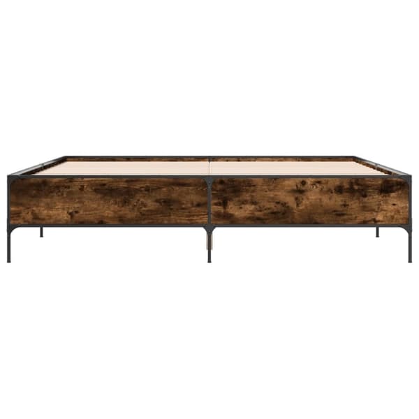 vidaXL sengestel 180x200cm konstrueret træ og metal røget egetræsfarve