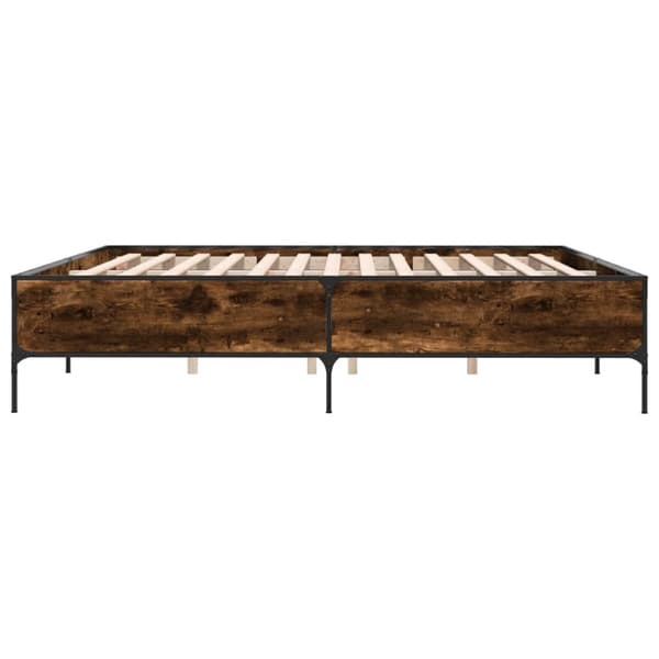 vidaXL sengestel 180x200cm konstrueret træ og metal røget egetræsfarve