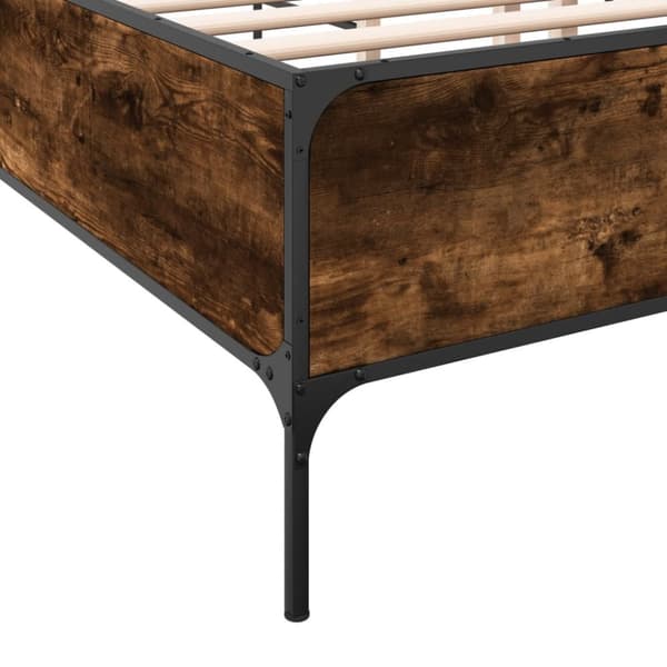 vidaXL sengestel 180x200cm konstrueret træ og metal røget egetræsfarve