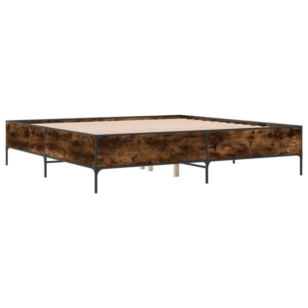 vidaXL sengestel 180x200cm konstrueret træ og metal røget egetræsfarve