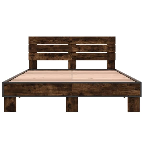 vidaXL Sengeramme røkt eik 120x200 cm konstruert tre og metall