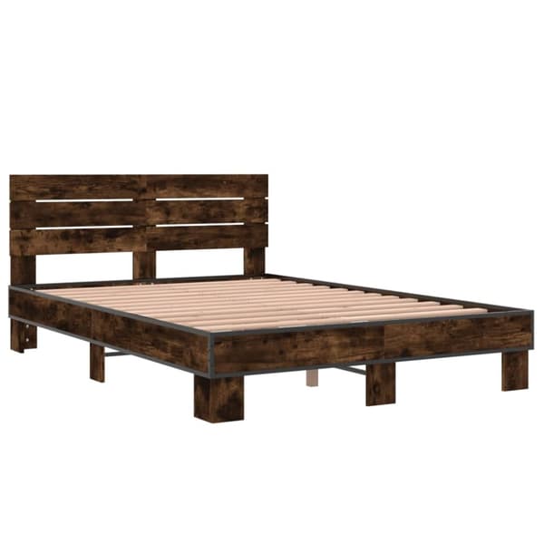 vidaXL Sengeramme røkt eik 120x200 cm konstruert tre og metall