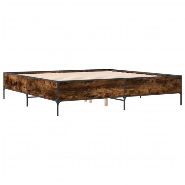 vidaXL Sengeramme røkt eik 180x200 cm konstruert tre og metall