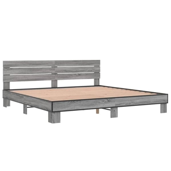 vidaXL Sengeramme grå sonoma 180x200 cm konstruert tre og metall