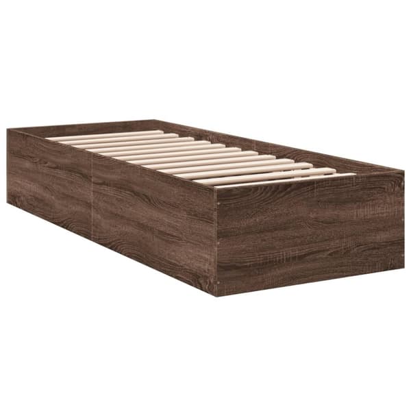 vidaXL Sängram brun ek 90x190 cm konstruerad trä